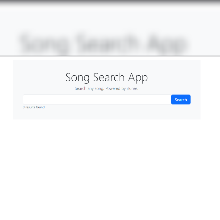 Home page of the iTunes song search application